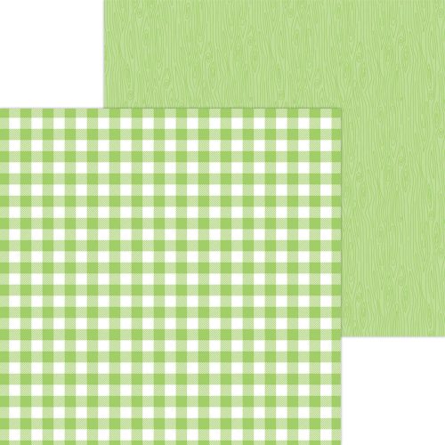 Papel 12x12 - limeade buffalo check-wood grain